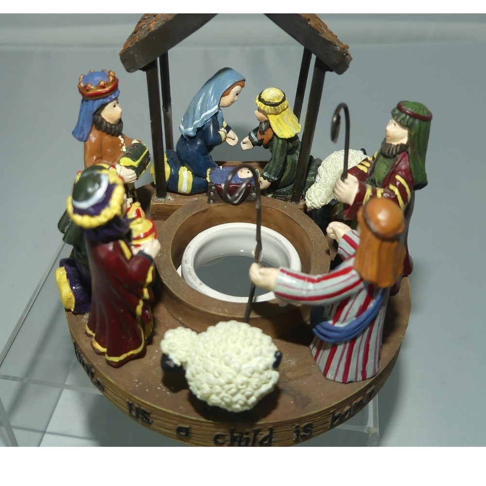 Deb Strain Candle Capper Nativity Scene Topper Unto Us A Child Is Born Christmas